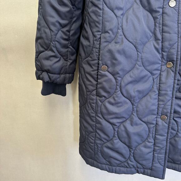 Banana Republic Water-resistant Quilted Long Coat in Navy Size Medium - Picture 8 of 15